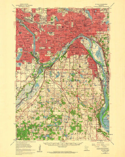 1951 Topo Map of Saint Paul Minnesota
