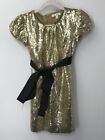 Miss Grant girls gold sequined short sleeve party dress sz 6-7y