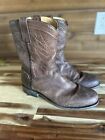 mens roper boots size 12 Brown Leather Work Boot Farm Western