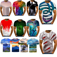 3D Graphic Scenery Print Men T-Shirt Casual Summer Short Sleeve Tops Tee S-5XL