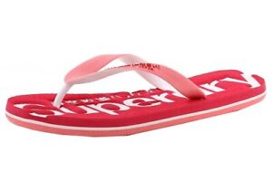 Superdry Women's Scuba Strawberry/Optic/Raspberry Flip Flops Sandals Shoes Sz: S