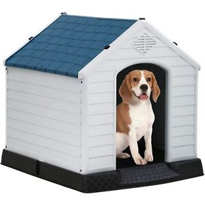 US Outdoor Dog House Comfortable Cool Shelter Durable Plastic Design Home Kennel
