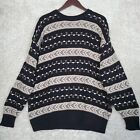 Geoffrey Beene Sweater Mens XL Pullover Striped Knit Grandpa 90s Vtg