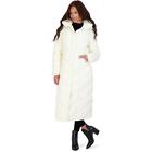 Steve Madden Womens White Fleece Lined Quilted Long Coat Outerwear L BHFO 8495