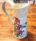 VTG GALVANIZED METAL WATERING PITCHER HANDPAINTED/SIGNED TO USE OR  ACCENT DECOR