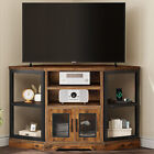 Rustic Corner TV Stand Entertainment Center Media Console with Charging Station