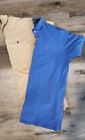Lot Of 2 Polo By Ralph Lauren Men's Khaki Blue Custom Fit Polo Shirt Size Large