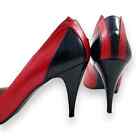 1980's PROXY vixen red and black leather stiletto high heel pumps