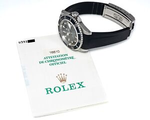 Pre-Owned Rolex Submariner Date Ref. 16610 U Serial w/ Punched Papers Circa 1998