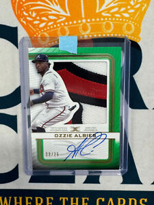 2023 Topps Definitive OZZIE ALBIES Green Game Used Relic Auto #'d 10 CP