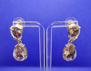 Goldtone Teardrop Amber Pierced Earrings