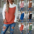 Winter Womens Solid Pullover Roll Neck Long Sleeve Knit Colorblock Sweaters US