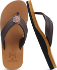 Kuailu Men'S Yoga Mat Leather Flip Flops Thong Sandals with Arch Support