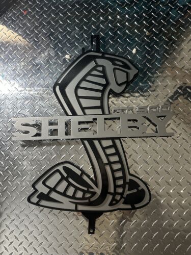 24x24” Silver And Black Powder Coated Custom Shelby GT500 Mustang Hood Prop (For: 2021 Shelby GT500)