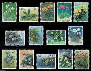 Japan 1984-1986 Alpine Flowers Series Complete Used Set of 14 Sc# 1570-1583