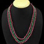 BEAUTIFUL 312.00 CTS Enhanced RUBY & GREEN EMERALD BEADS NECKLACE (DG)