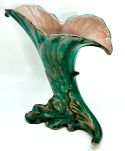 Vintage Art Deco Stangl Terra Rose Ceramic Art Vases Verdigris Green
