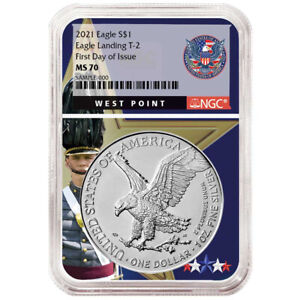 2021 $1 Type 2 American Silver Eagle NGC MS70 FDI West Point Core Reverse
