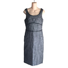 Bebe Women's Linen Dress Size 8 Gray Sleeveless Zip Up Knee Length