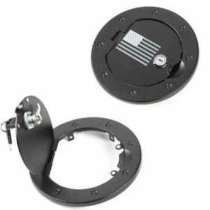 Black Gas Fuel Tank Cap Cover With Lock for 2007-17 Jeep Wrangler JK Accessories (For: Jeep)