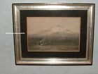 Antique AMERICAN INDIAN Color Tinted PHOTO PRINT Mountain TEEPEE Western FRAMED