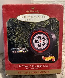 New Listing1999 Hot wheels Jet Threat Car W/ Tire Case Hallmark Keepsake Ornament