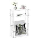 Acrylic Narrow End Table for Small Spaces with Magazine Holder, Slim Side Sma...