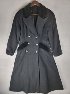 Outer Profile trench coat overcoat wool vtg size Sm/ med 3 button trench black