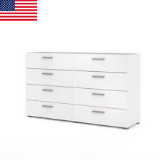 Loft 8 Drawer Double Dresser Lockers Bedroom Efficient Durable Wood White US
