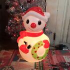 Vintage Christmas Blow Mold Snowman Lighted Union New Old Stock Table Top 10”