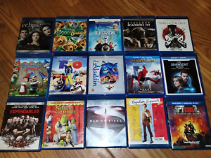 Blu-ray Movies Lot of 70 (63 Pre-owned, 7 new). Disney, Marvel, and More.