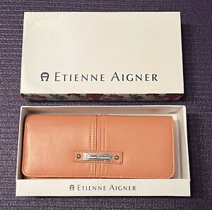 Etienne Aigner Wallet Trifold Shell Pink Checkbook New
