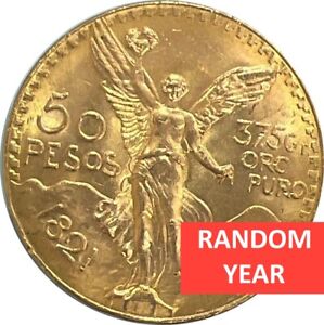 Random Year - Mexican 50 Pesos Gold Coin 37.5 Grams Pure Gold 1.2057 Troy Oz.