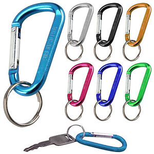 3 Pc Aluminum Carabiner Clip Small D-Ring Snap Lock Hook Key Chain Colors 2-3/8