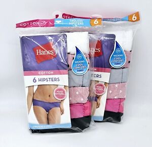 Hanes Women's Hipster Panties Underwear 12 Pair Cotton Assorted Colors Size 6