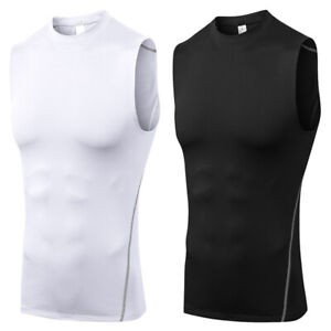 Men Compression Sport Vest Tight Tank Base Layer Sleeveless T-Shirt Top Singlet