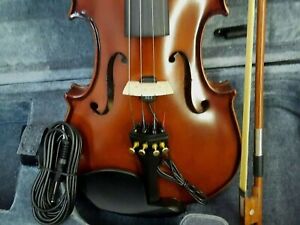 NEW ACOUSTIC/ELECTRIC DARK MAPLE FLAMED SOLID CONCERT VIOLIN/FIDDLE-GERMAN