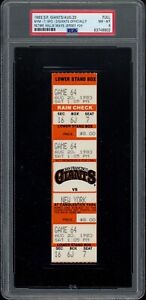 1983 San Francisco Giants Full Ticket Stub Willie Mays Jersey #24 Retired PSA 8