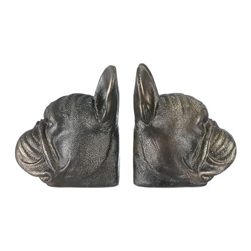 P Decorative Antique Resin Dog Head Bookends Bronze Set Of 2