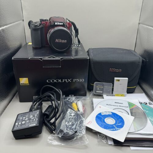 Nikon COOLPIX P510 16.1 MP Digital Camera Red With Battery And SD Card Lot