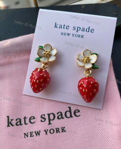 NWT Kate Ks Spade Perfect Picnic Strawberry Earrings Dangle Red Fruit Drop