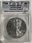 2010 S$1 ANACS-MS70 Silver Eagle First Day of Issue MS 70