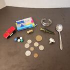 Estate Sale Junk Drawer Auction - Misc. Items Lot of 20 Coins Spoon Lure Marbles
