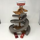 Disney Pixar Cars Spiral Collapsible Ramp Track Race Wheel Well Hotel w/ 2 Cars