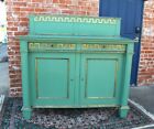 French Antique Painted Green Sideboard Cabinet 2 Door 2 Drawer Server