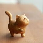 A tsundere cat -- Wooden Statue animal Carving Wood Figure Decor Children Gift J
