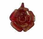 MURANO GLASS FLOWER RED PENDANT SWIRLED WITH GOLD