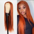 Orange Synthetic Lace Front Wigs Full Straight Hair Heat Resistant Long Natural