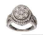1.50ctw Diamond Solid White Gold Double Halo Swirl Cluster Fancy Engagement Ring