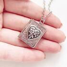 Antique Locket Heart Book Victorian Enamel Necklace With Chain